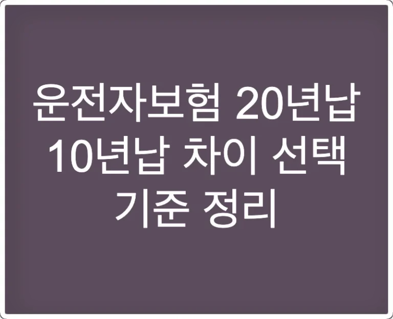 운전자보험 20년납 10년납 차이 선택 기준 정리