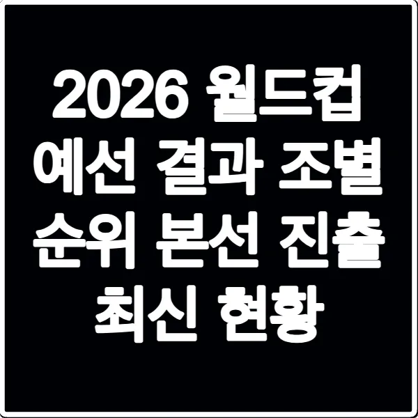 2026 월드컵 예선 결과 조별 순위 본선 진출 최신 현황
