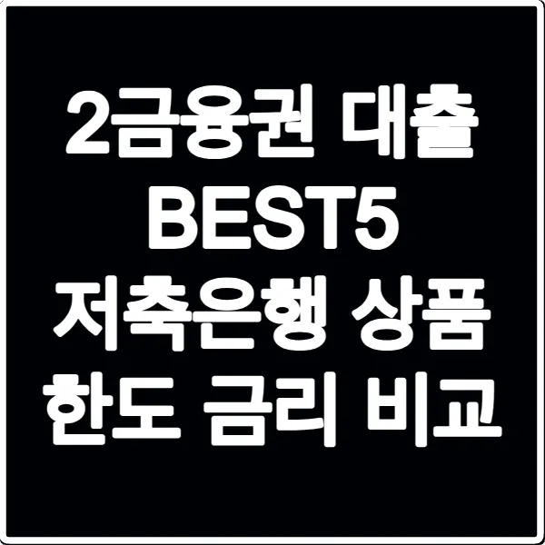 2금융권 대출 BEST5 저축은행 상품 한도 금리 비교