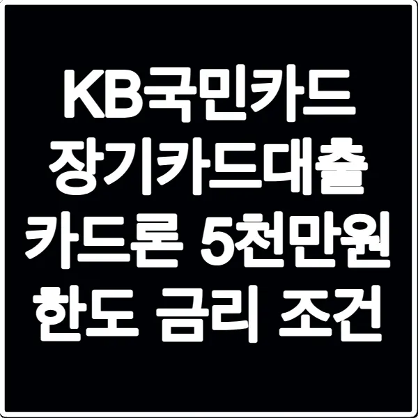 KB국민카드 장기카드대출 카드론 5천만원 한도 금리 조건