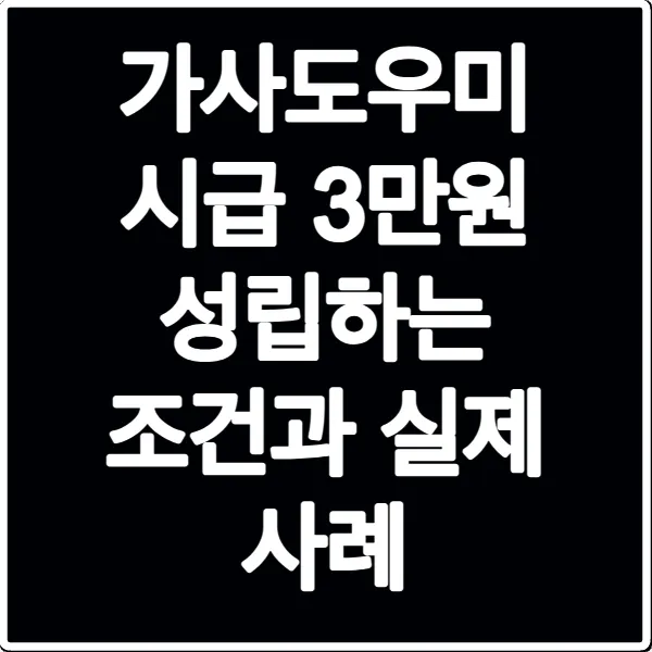 가사도우미 시급 3만원 성립하는 조건과 실제 사례