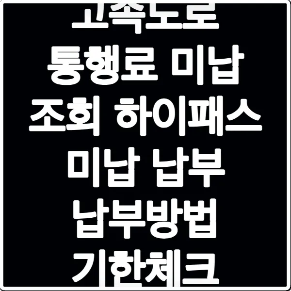 고속도로 통행료 미납 조회 하이패스 미납 납부 납부방법 기한체크