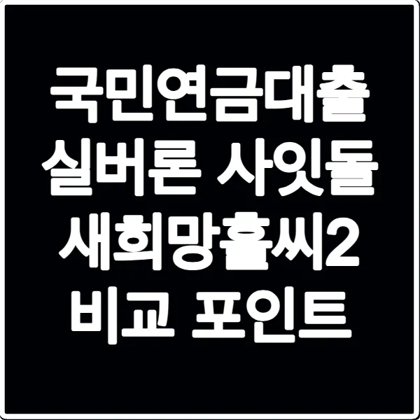 국민연금대출 실버론 사잇돌 새희망홀씨2 비교 포인트