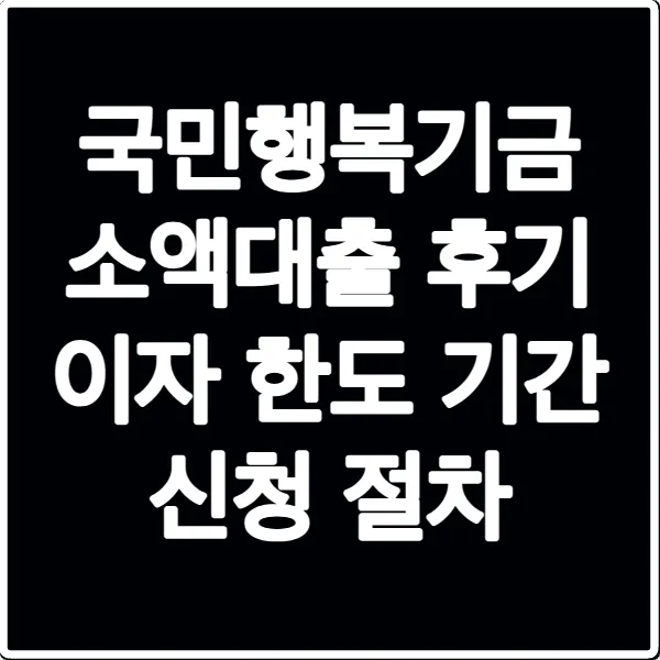 국민행복기금 소액대출 후기 이자 한도 기간 신청 절차