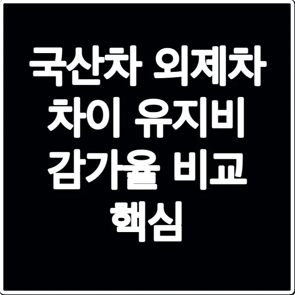 국산차 외제차 차이 유지비 감가율 비교 핵심