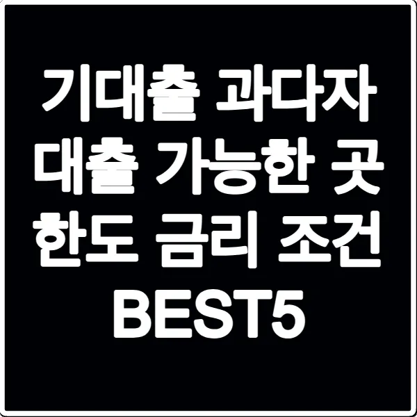 기대출 과다자 대출 가능한 곳 한도 금리 조건 BEST5