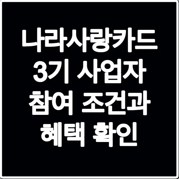 나라사랑카드 3기 사업자 참여 조건과 혜택 확인