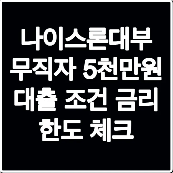 나이스론대부 무직자 5천만원 대출 조건 금리 한도 체크