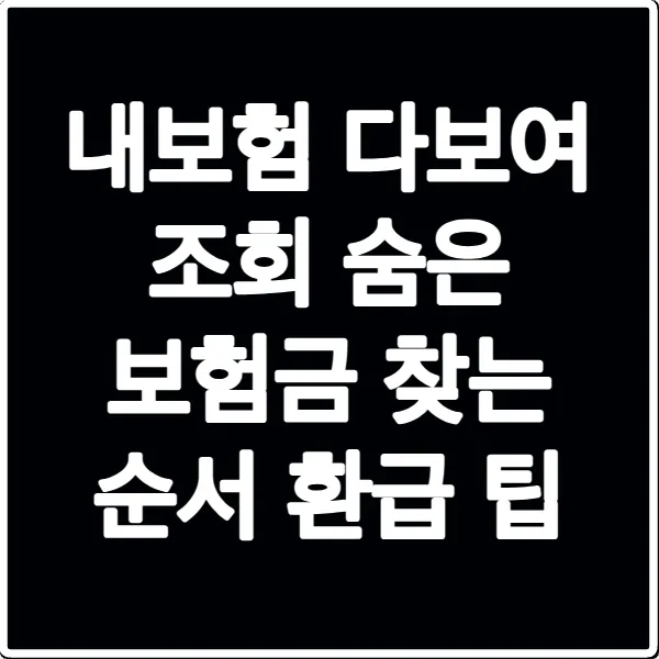내보험 다보여 조회 숨은 보험금 찾는 순서 환급 팁