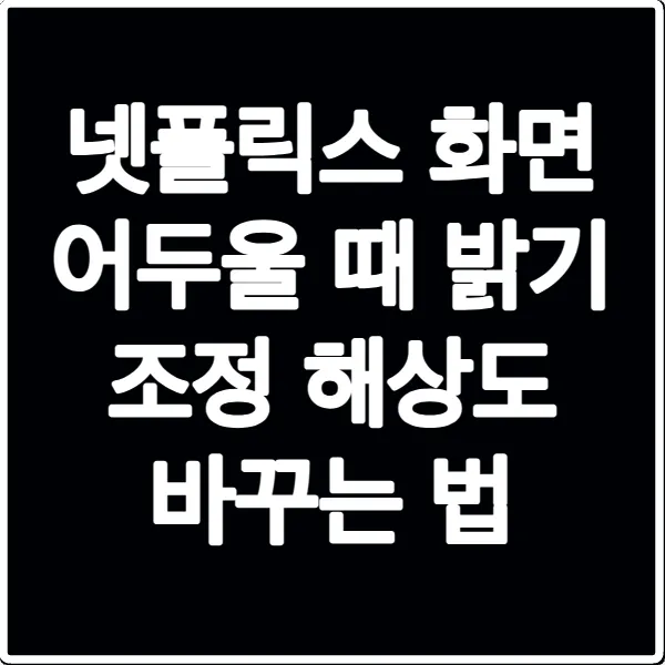 넷플릭스 화면 어두울 때 밝기 조정 해상도 바꾸는 법