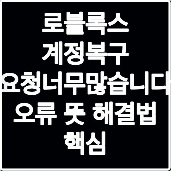 로블록스 계정복구 요청너무많습니다 오류 뜻 해결법 핵심