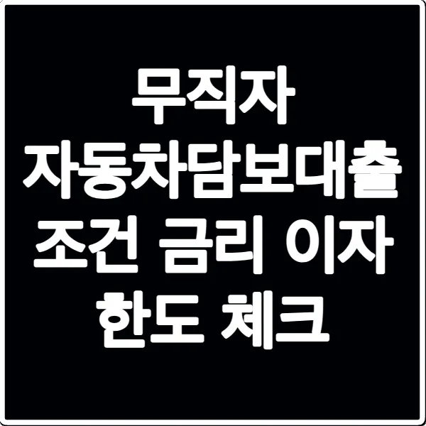 무직자 자동차담보대출 조건 금리 이자 한도 체크