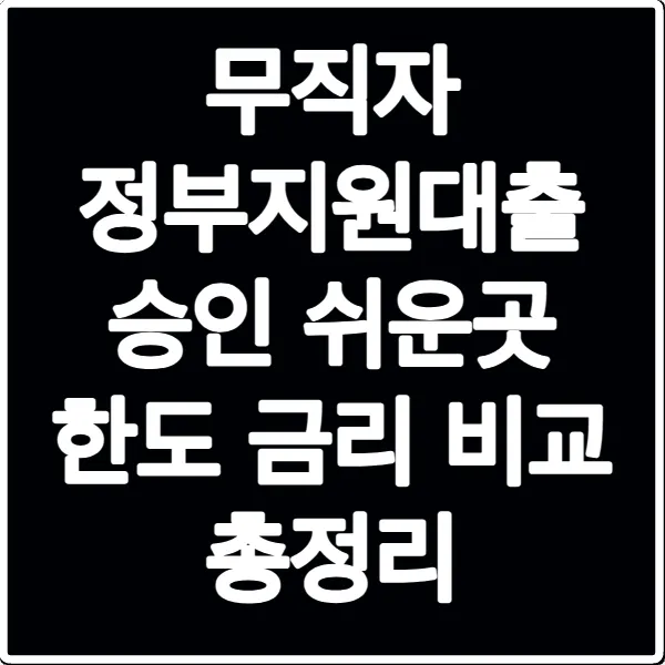 무직자 정부지원대출 승인 쉬운곳 한도 금리 비교 총정리