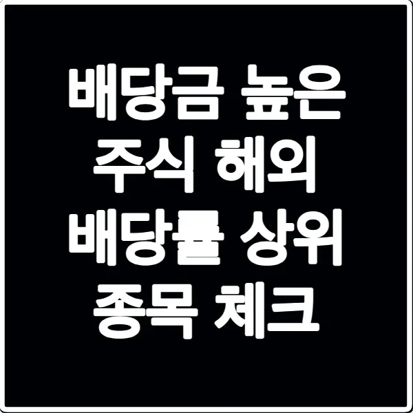 배당금 높은 주식 해외 배당률 상위 종목 체크