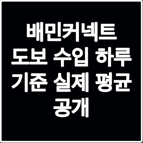 배민커넥트 도보 수입 하루 기준 실제 평균 공개