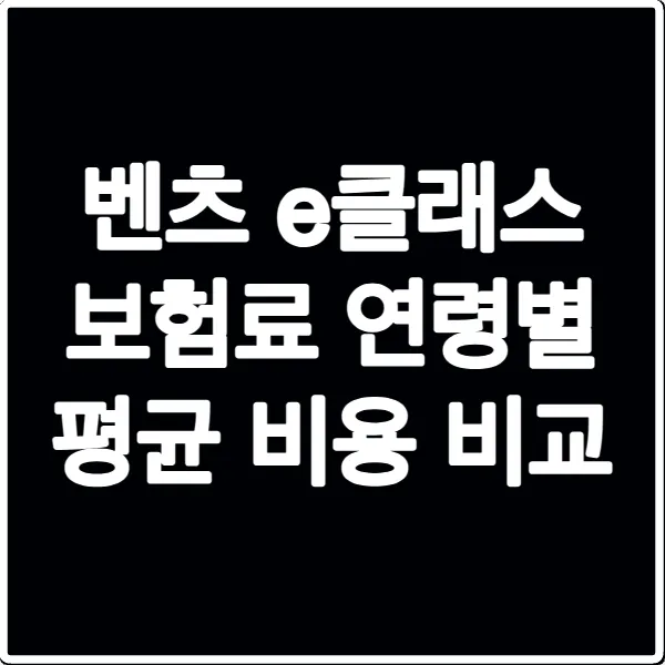 벤츠 e클래스 보험료 연령별 평균 비용 비교