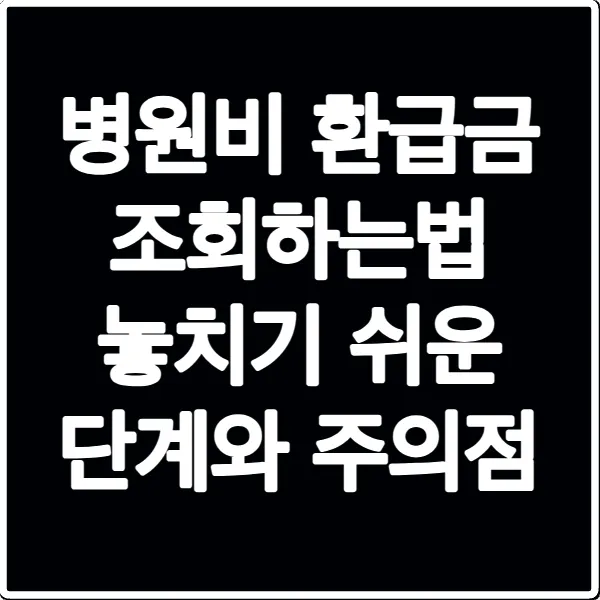 병원비 환급금 조회하는법 놓치기 쉬운 단계와 주의점