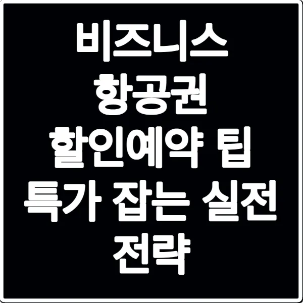 비즈니스 항공권 할인예약 팁 특가 잡는 실전 전략