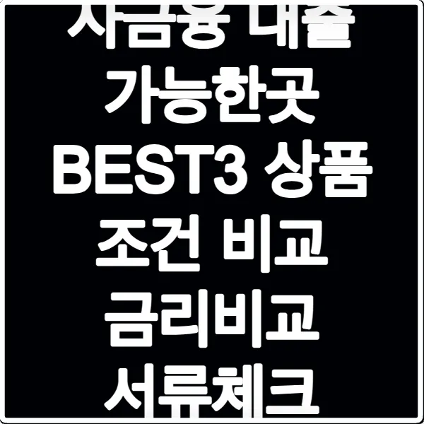 사금융 대출 가능한곳 BEST3 상품 조건 비교 금리비교 서류체크