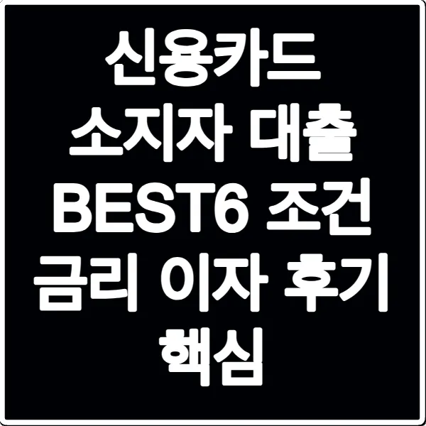 신용카드 소지자 대출 BEST6 조건 금리 이자 후기 핵심