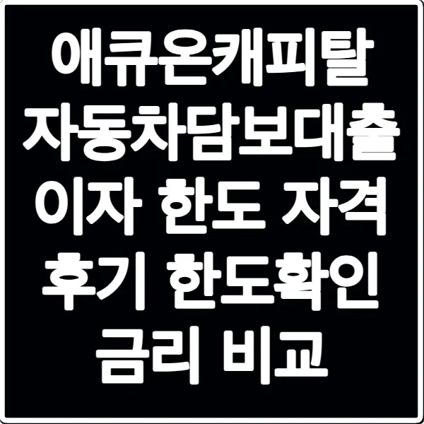 애큐온캐피탈 자동차담보대출 이자 한도 자격 후기 한도확인 금리 비교