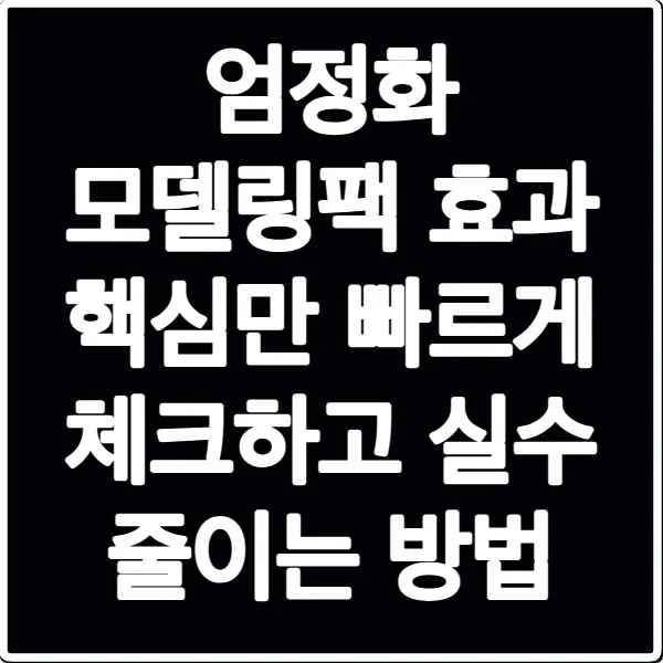 엄정화 모델링팩 효과 핵심만 빠르게 체크하고 실수 줄이는 방법