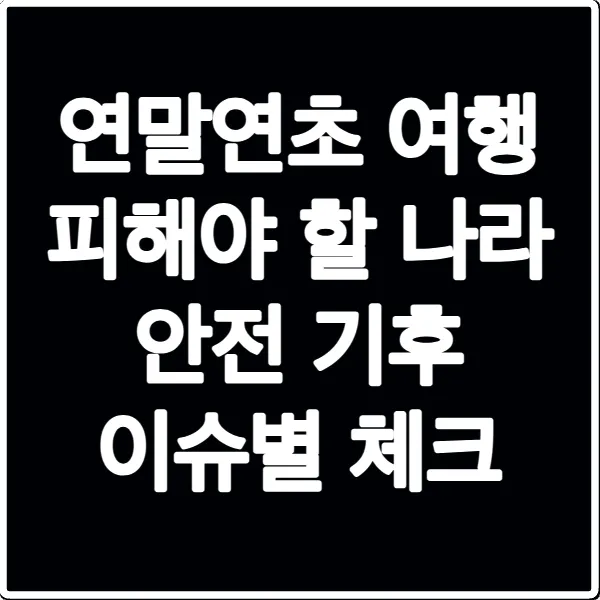 연말연초 여행 피해야 할 나라 안전 기후 이슈별 체크