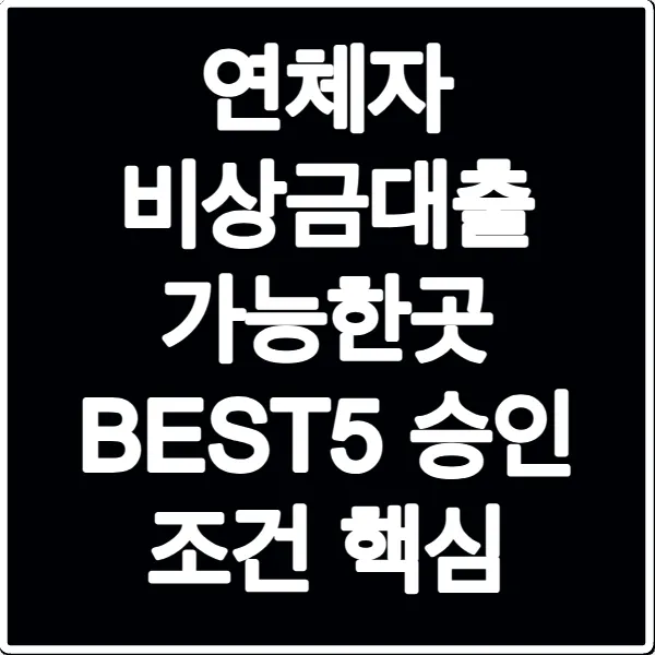 연체자 비상금대출 가능한곳 BEST5 승인 조건 핵심