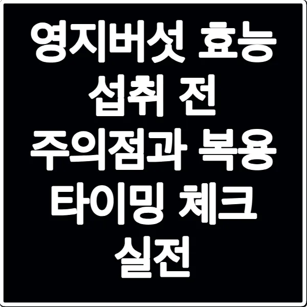 영지버섯 효능 섭취 전 주의점과 복용 타이밍 체크 실전