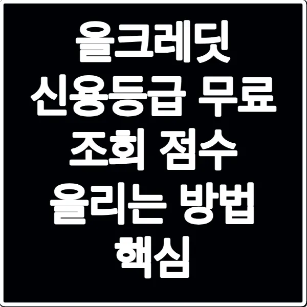올크레딧 신용등급 무료 조회 점수 올리는 방법 핵심