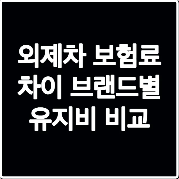 외제차 보험료 차이 브랜드별 유지비 비교