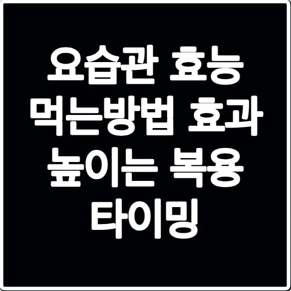요습관 효능 먹는방법 효과 높이는 복용 타이밍