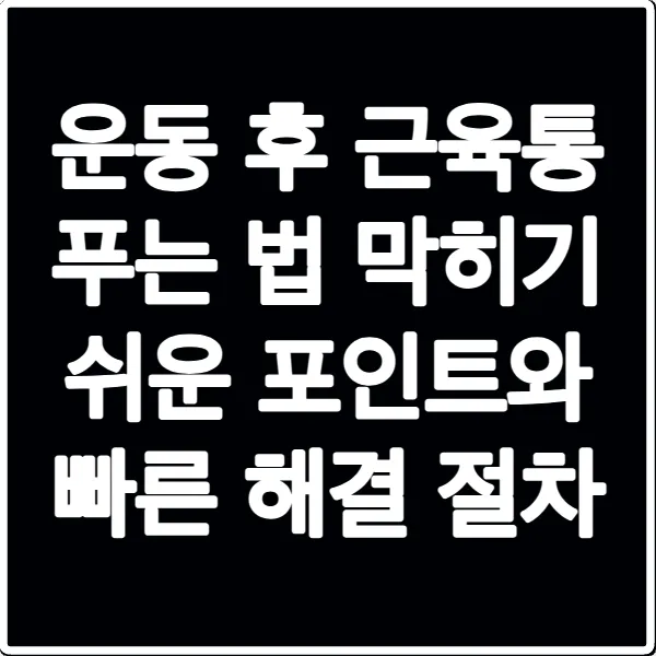 운동 후 근육통 푸는 법 막히기 쉬운 포인트와 빠른 해결 절차