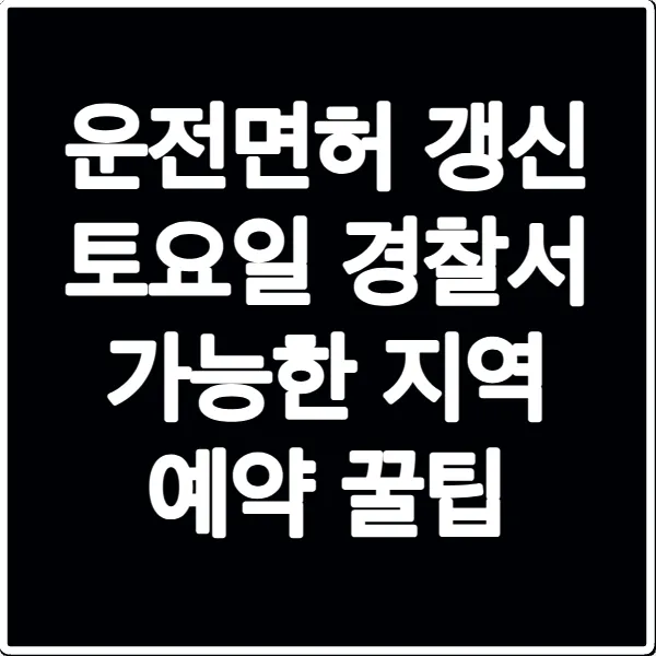 운전면허 갱신 토요일 경찰서 가능한 지역 예약 꿀팁