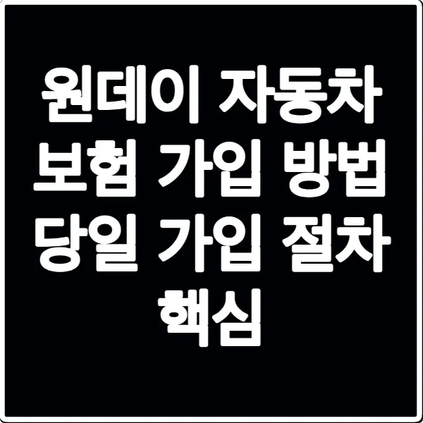 원데이 자동차 보험 가입 방법 당일 가입 절차 핵심