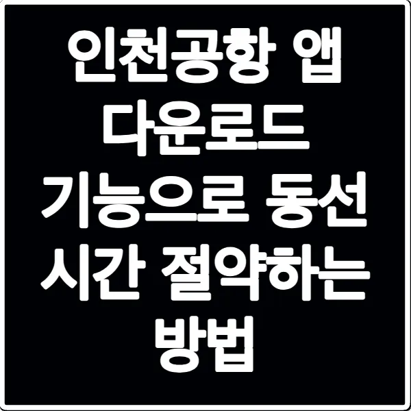 인천공항 앱 다운로드 기능으로 동선 시간 절약하는 방법