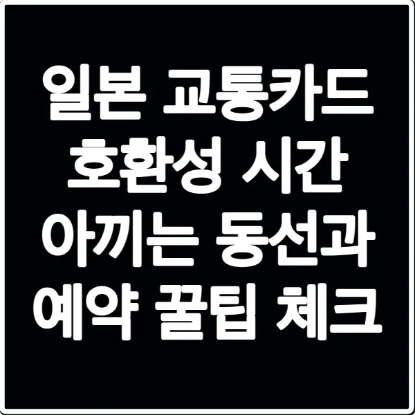 일본 교통카드 호환성 시간 아끼는 동선과 예약 꿀팁 체크