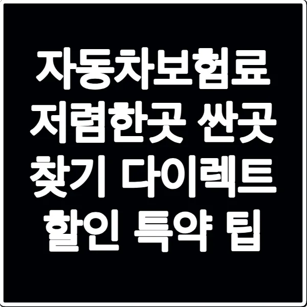 자동차보험료 저렴한곳 싼곳 찾기 다이렉트 할인 특약 팁