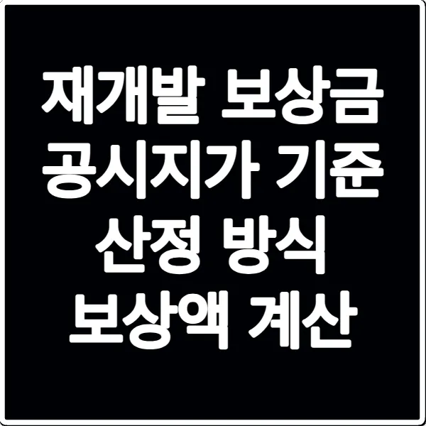 재개발 보상금 공시지가 기준 산정 방식 보상액 계산