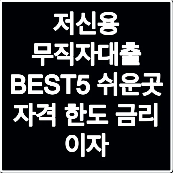 저신용 무직자대출 BEST5 쉬운곳 자격 한도 금리 이자