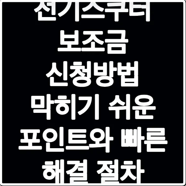 전기스쿠터 보조금 신청방법 막히기 쉬운 포인트와 빠른 해결 절차