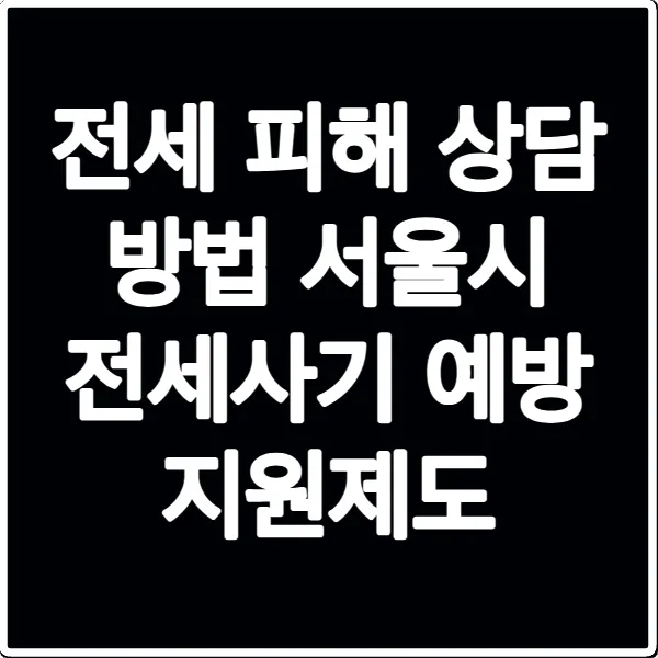 전세 피해 상담 방법 서울시 전세사기 예방 지원제도