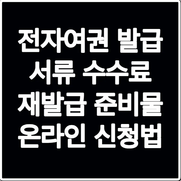 전자여권 발급 서류 수수료 재발급 준비물 온라인 신청법