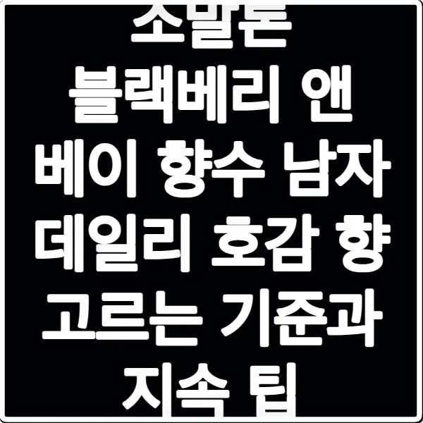 조말론 블랙베리 앤 베이 향수 남자 데일리 호감 향 고르는 기준과 지속 팁
