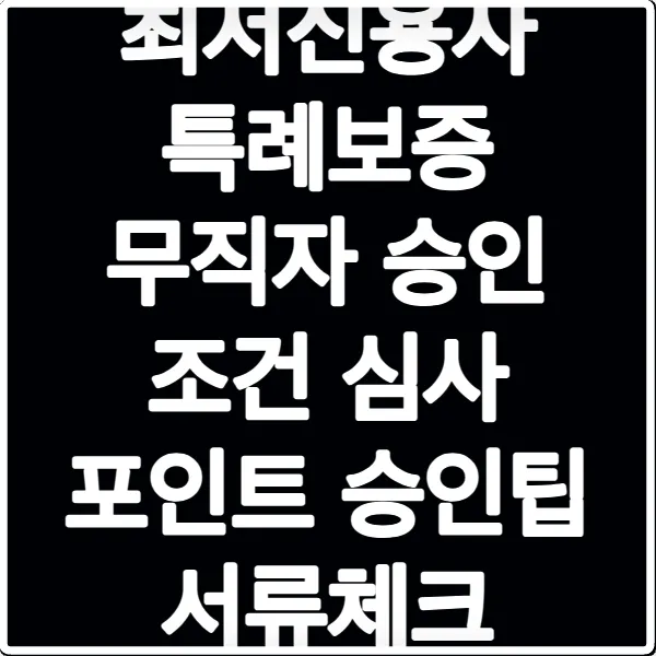 최저신용자 특례보증 무직자 승인 조건 심사 포인트 승인팁 서류체크