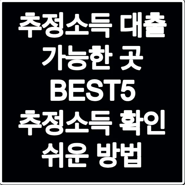 추정소득 대출 가능한 곳 BEST5 추정소득 확인 쉬운 방법