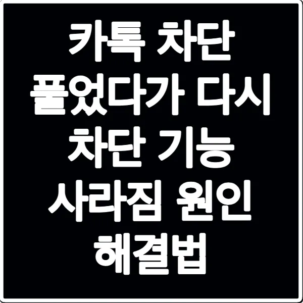 카톡 차단 풀었다가 다시 차단 기능 사라짐 원인 해결법