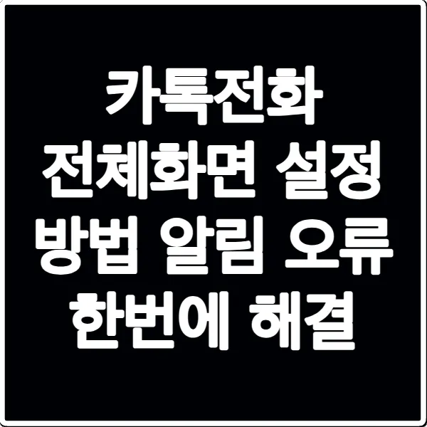 카톡전화 전체화면 설정 방법 알림 오류 한번에 해결