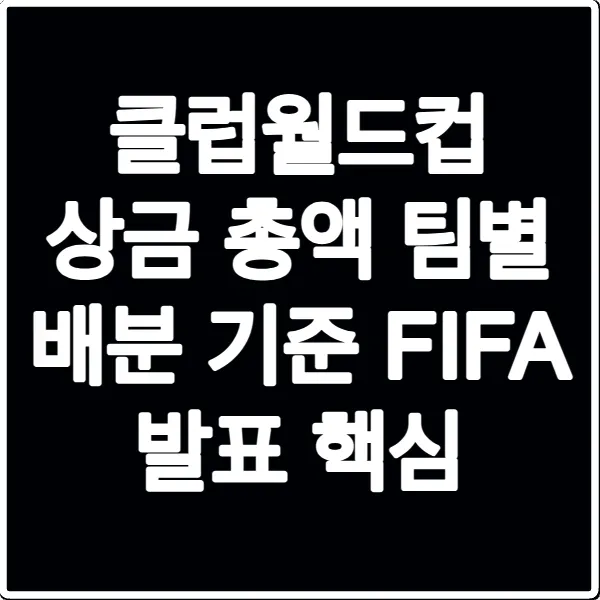 클럽월드컵 상금 총액 팀별 배분 기준 FIFA 발표 핵심