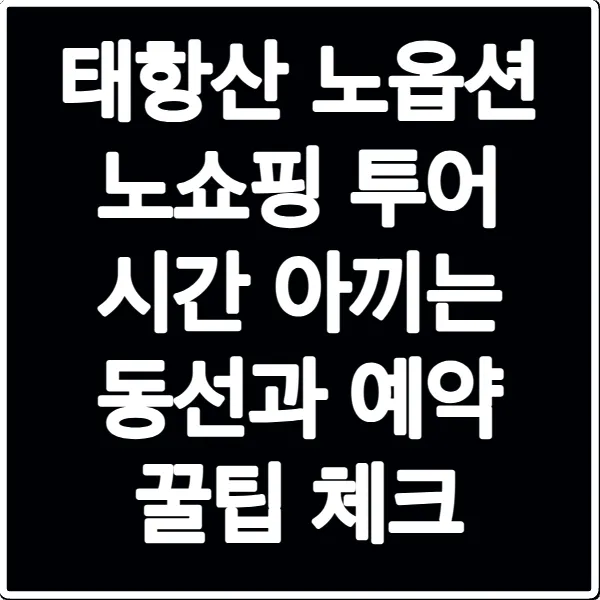 태항산 노옵션 노쇼핑 투어 시간 아끼는 동선과 예약 꿀팁 체크